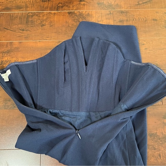 DRESS THE POPULATION Perla Midnight Blue Midi Strapless Sheath Dress Size XS - Picture 9 of 15